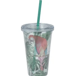 Gifi Gobelet plastique et paille décor perroquet exotique Outlet