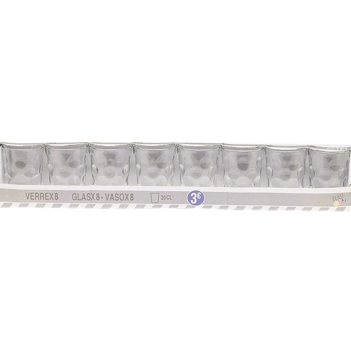Gifi Gobelet verre motif embossé transparent 20 cl x8