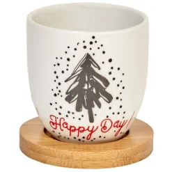 Gifi Gobelets café et sous tasse blanc motif noir rouge 11 cl x4