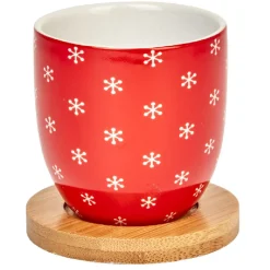 Gifi Gobelets café et sous tasse blanc motif noir rouge 11 cl x4