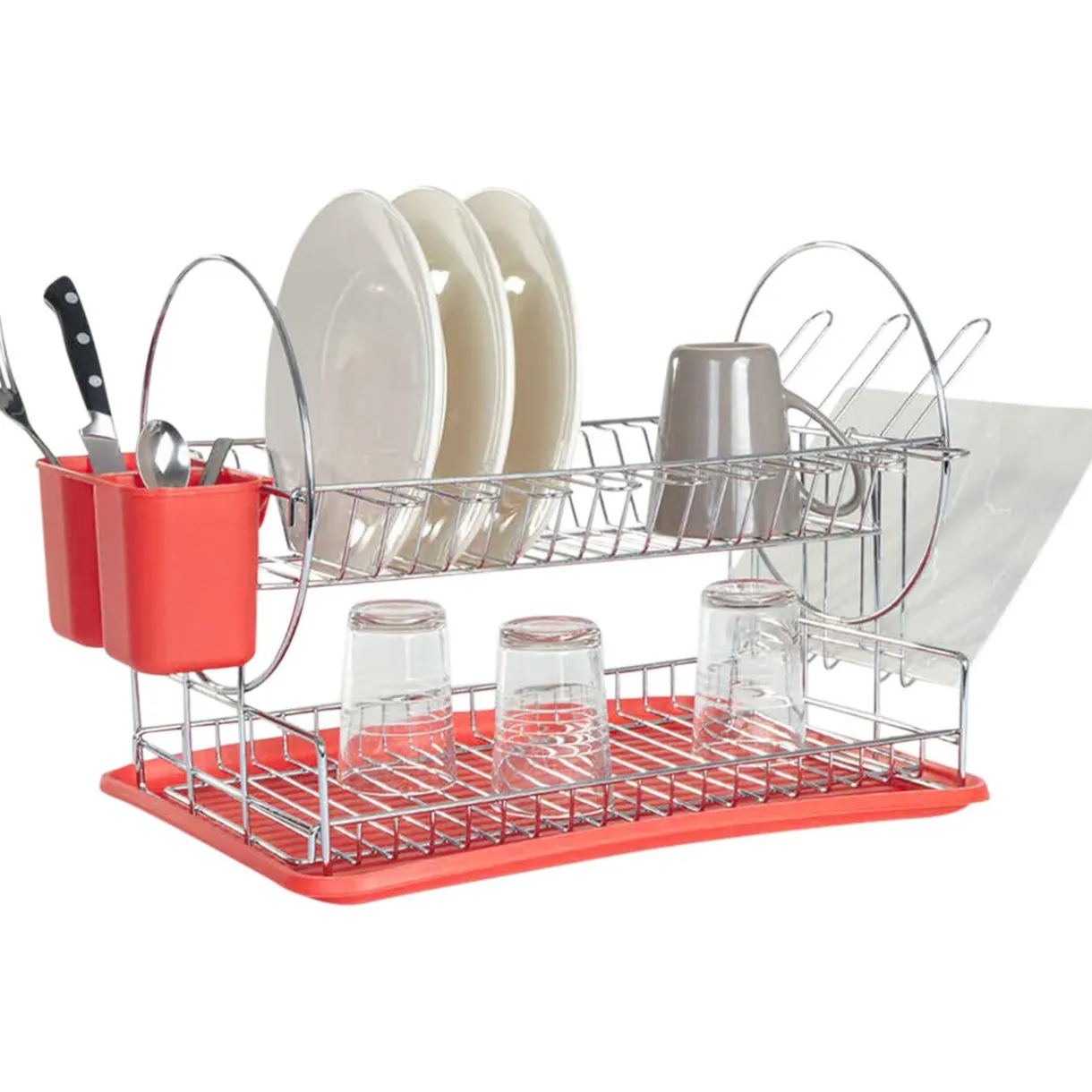 Gifi Égouttoir 2 niveaux avec receveur rouge Discount