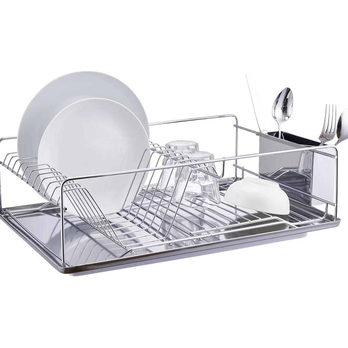 Gifi Égouttoir à vaisselle avec porte-couverts inox