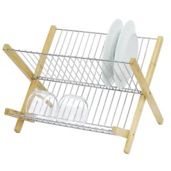 Gifi Égouttoir à vaisselle pliable bambou et métal Discount