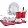 Gifi Égouttoir avec plateau et supports couverts rouges 2 niveaux