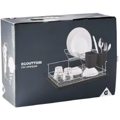 Gifi Égouttoir avec plateau et supports couverts noirs 2 niveaux Hot