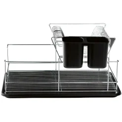 Gifi Égouttoir avec plateau et supports couverts noirs 2 niveaux Hot