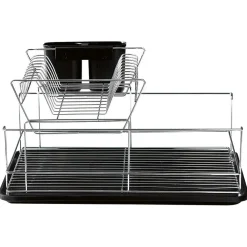 Gifi Égouttoir avec plateau et supports couverts noirs 2 niveaux Hot