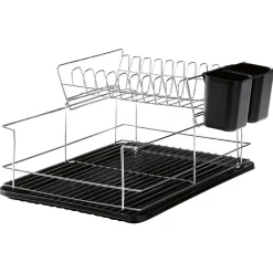 Gifi Égouttoir avec plateau et supports couverts noirs 2 niveaux Hot
