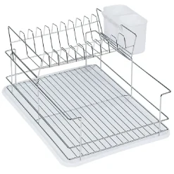Gifi Égouttoir avec plateau et supports couverts blanc 2 niveaux Hot