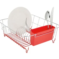 Gifi Égouttoir vaisselle base métal gris et rouge Discount