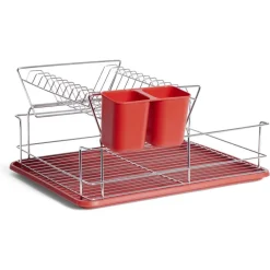 Gifi Égouttoir vaisselle base métal gris et rouge Sale