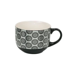 Gifi Jumbo en porcelaine motif rosace noir blanc 47 cl