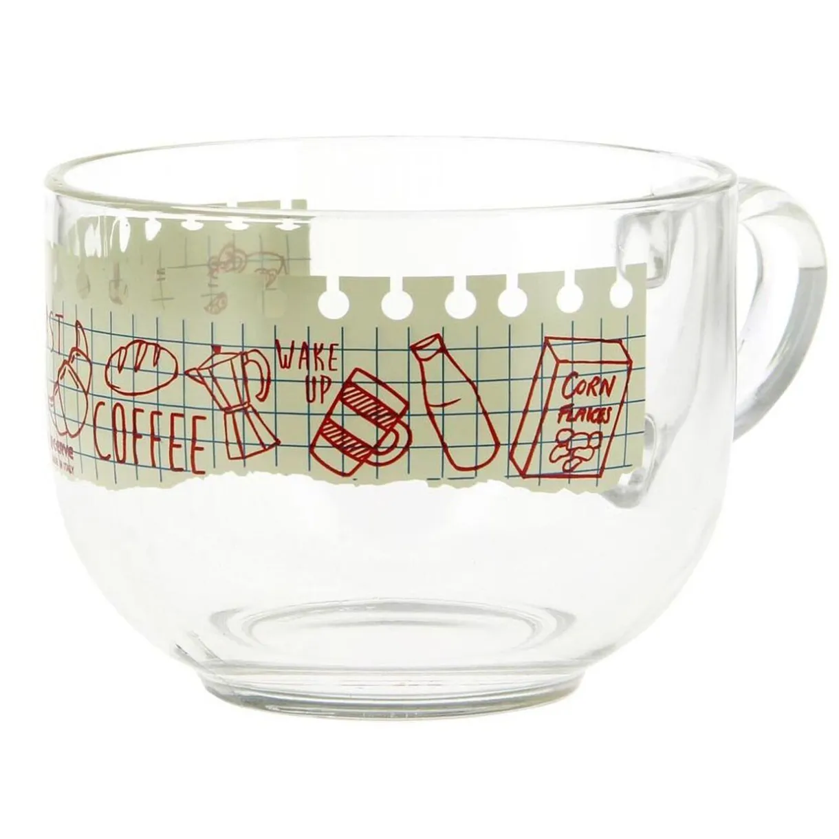 Gifi Jumbo en verre 70 cl transparent motif bloc note petit déjeuner