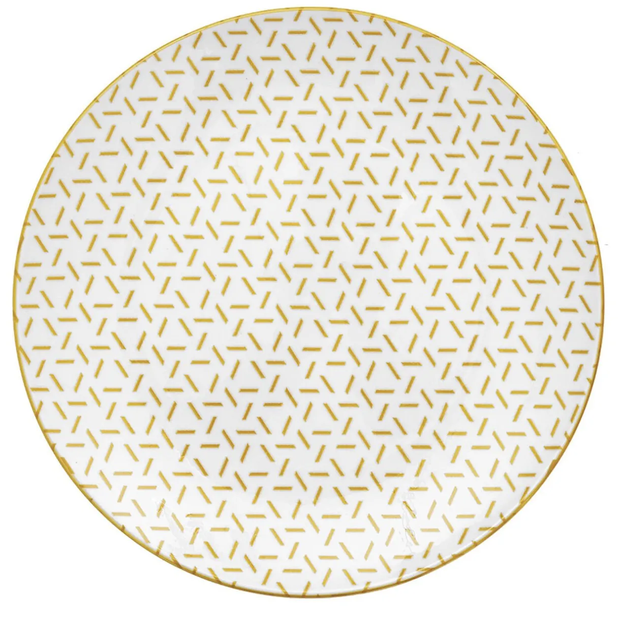 Gifi Lot de 4 assiettes à dessert porcelaine motif trait triangle multicolore Ø19cm