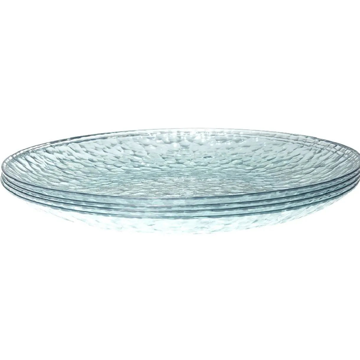 Gifi Lot de 4 assiettes plates rondes en plastique effet martelé