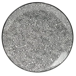Gifi Lot de 4 assiettes plates Ø27cm porcelaine imprimé noir et blanc