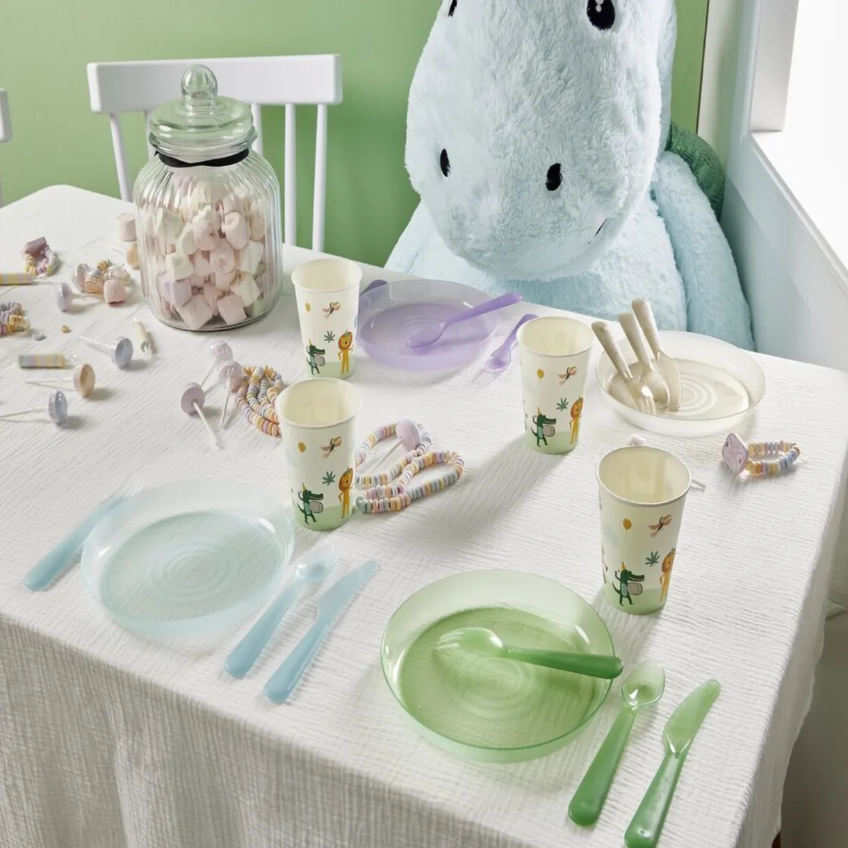Gifi Lot de 4 assiettes pour enfant Ø18,5cm plastique coloré