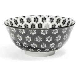 Gifi Lot de 4 coupelles 300ml porcelaine Ø15cm noir et blanc
