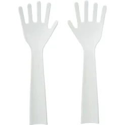 Gifi Lot de 2 couverts à salade forme main plastique blanc Clearance