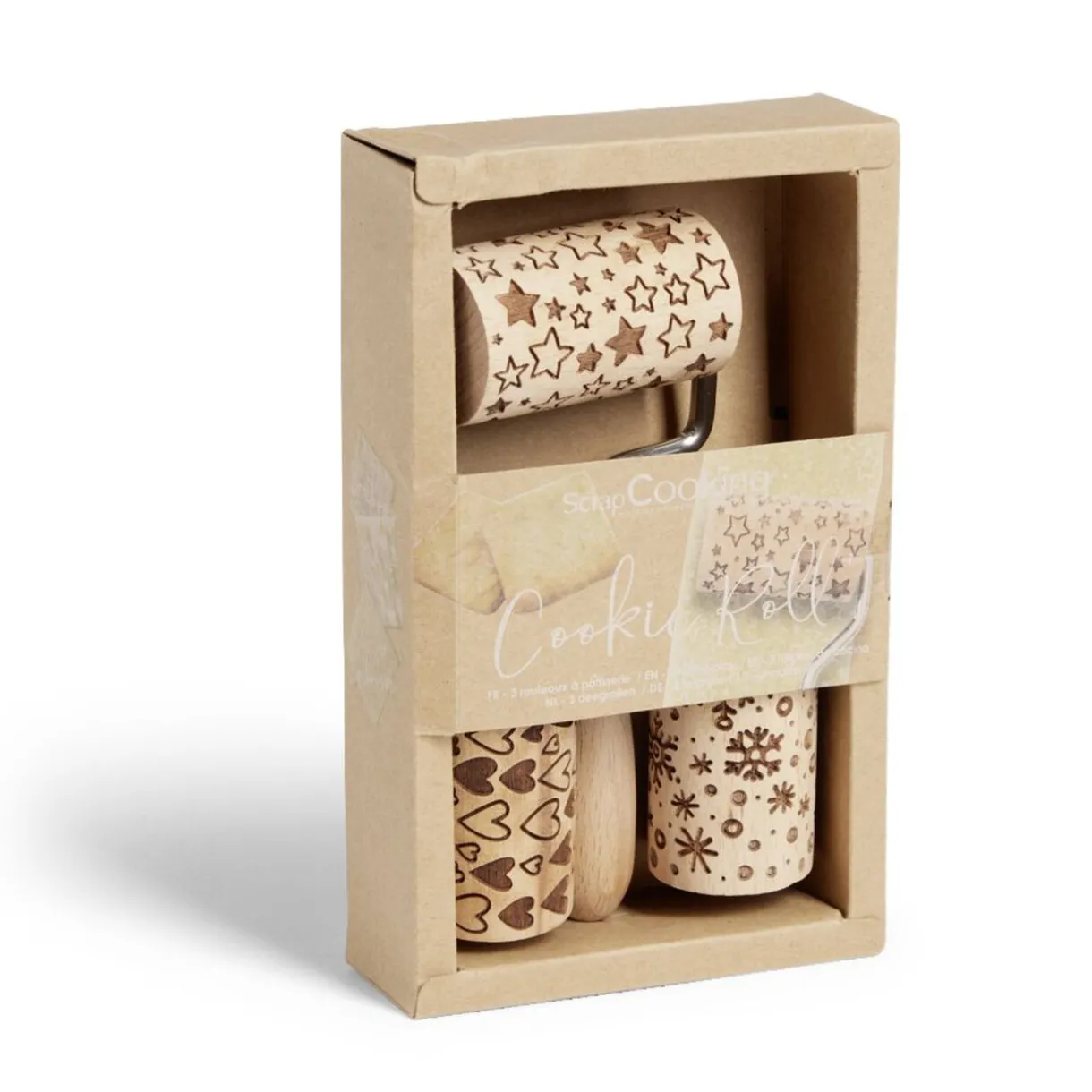 Gifi Lot de 3 mini rouleaux à pâtisserie en bois à motifs étoile/flocon/coeur Sale