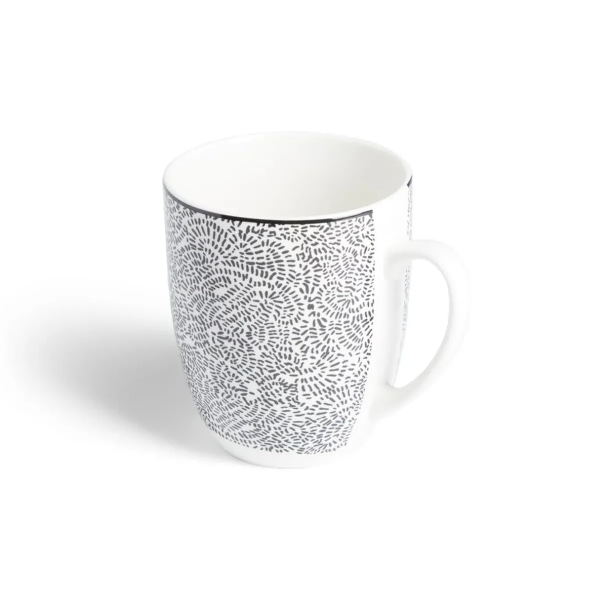 Gifi Lot de 4 mugs 200ml porcelaine Ø8,8x10,4cm noir et blanc