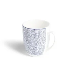 Gifi Lot de 4 mugs 200ml porcelaine Ø8,8x10,4cm bleu et blanc