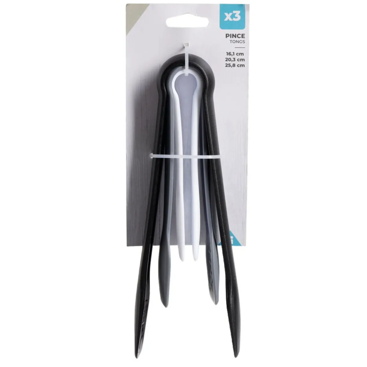 Gifi Lot de 3 pinces alimentaires plastique noir/blanc/gris Hot