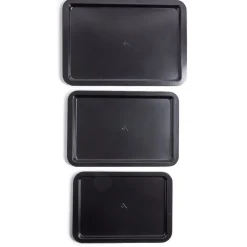 Gifi Lot de 3 plaques à four métal noir 38/43/48x29cm Hot