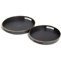 Gifi Lot de 2 plateaux Ø29cm et Ø36cm plastique noir Sale