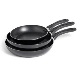 Gifi Lot de 3 poêles tous feux sauf induction aluminium noir Ø20/24/26cm Outlet