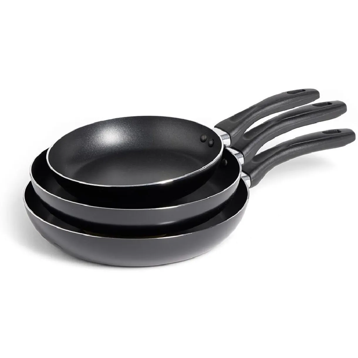 Gifi Lot de 3 poêles tous feux sauf induction aluminium noir Ø20/24/26cm Outlet