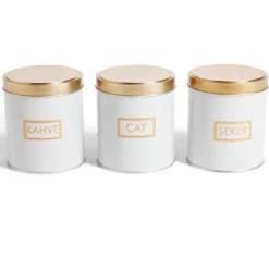 Gifi Lot de 3 pots à épices acier blanc et doré Ø9,9xH11,4cm Online