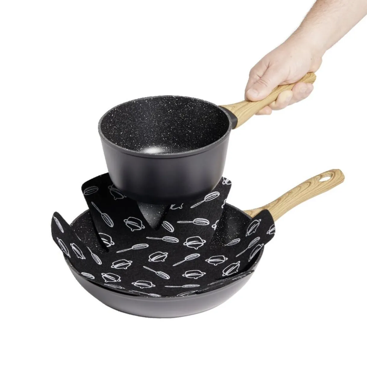Gifi Lot de 3 protège-poêles Ø38cm polyester noir ou gris Sale