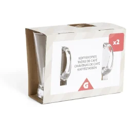 Gifi Lot de 2 tasses à café 170ml verre transparent New