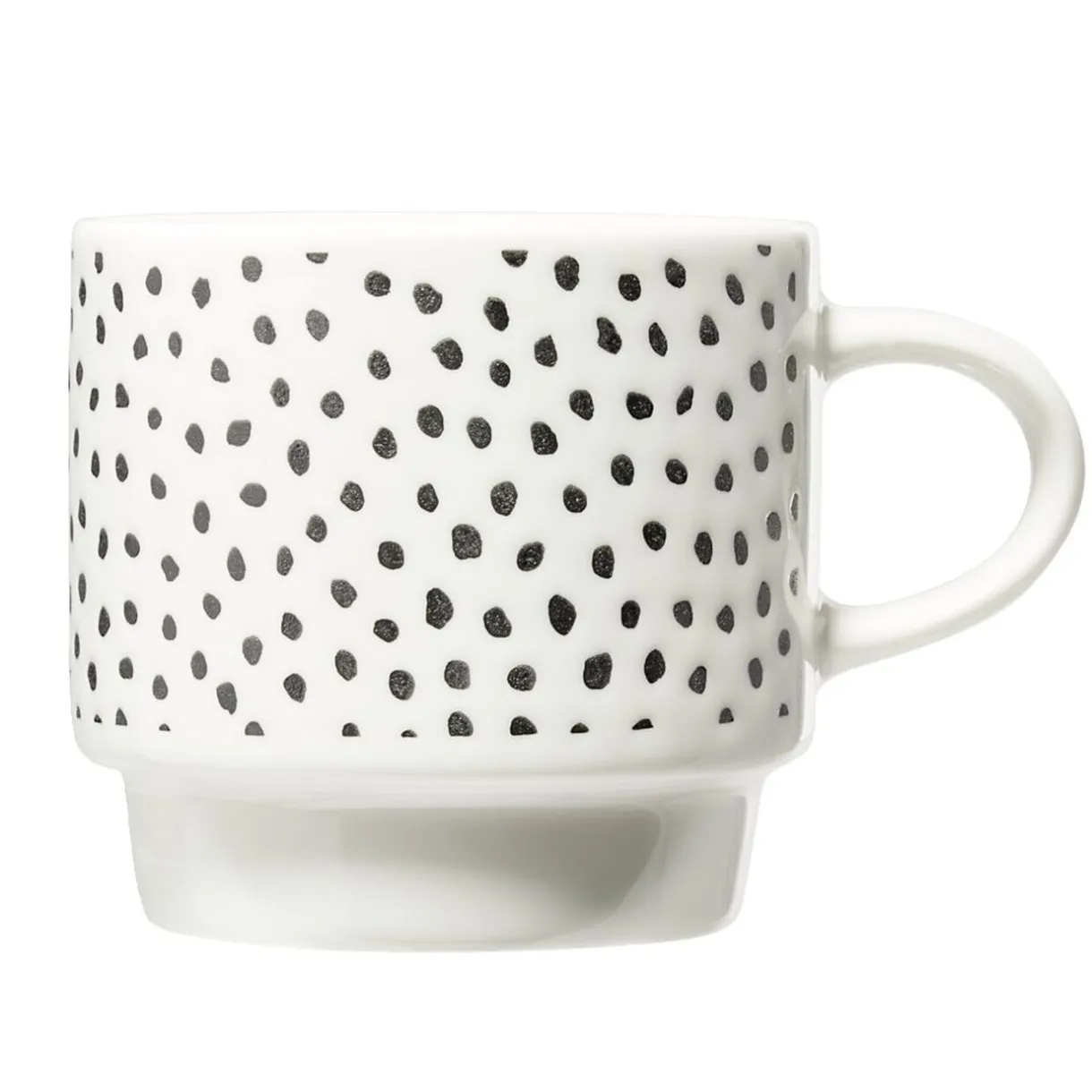 Gifi Lot de 4 tasses empilables 20cl porcelaine blanc et noir avec support métal Hot