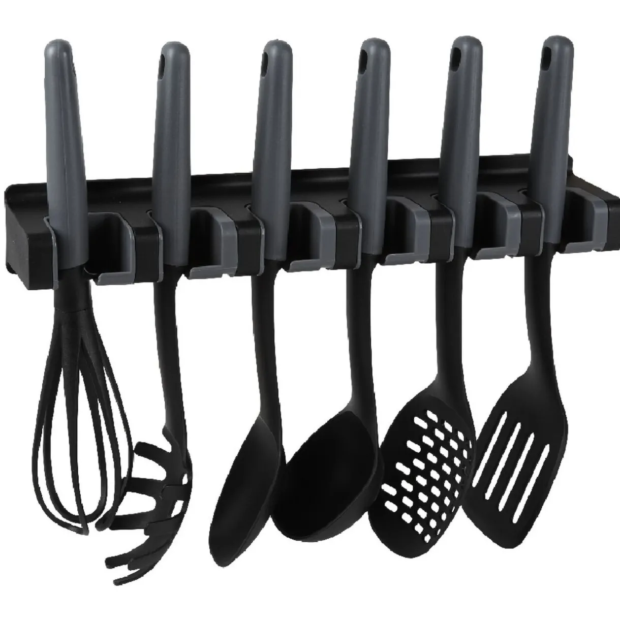 Gifi Lot de 6 ustensiles avec support noir gris