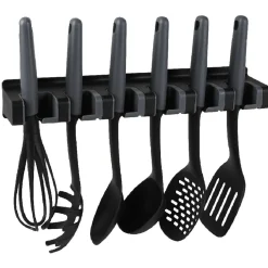 Gifi Lot de 6 ustensiles avec support noir gris