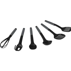 Gifi Lot de 6 ustensiles avec support noir gris