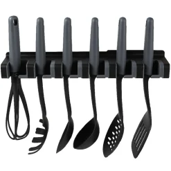 Gifi Lot de 6 ustensiles avec support noir gris