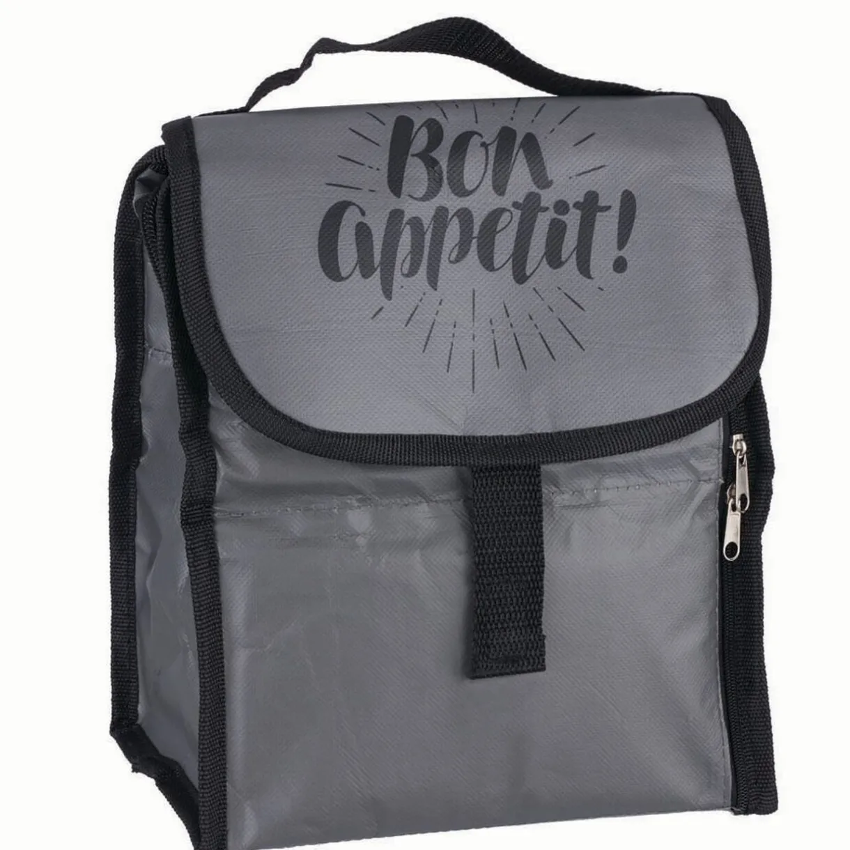 Gifi Lunch bag réfrigérant gris et noir inscription Bon Appétit ! Outlet