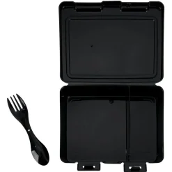 Gifi Lunch box à 2 compartiments - Boîte alimentaire en plastique noir 1L Outlet