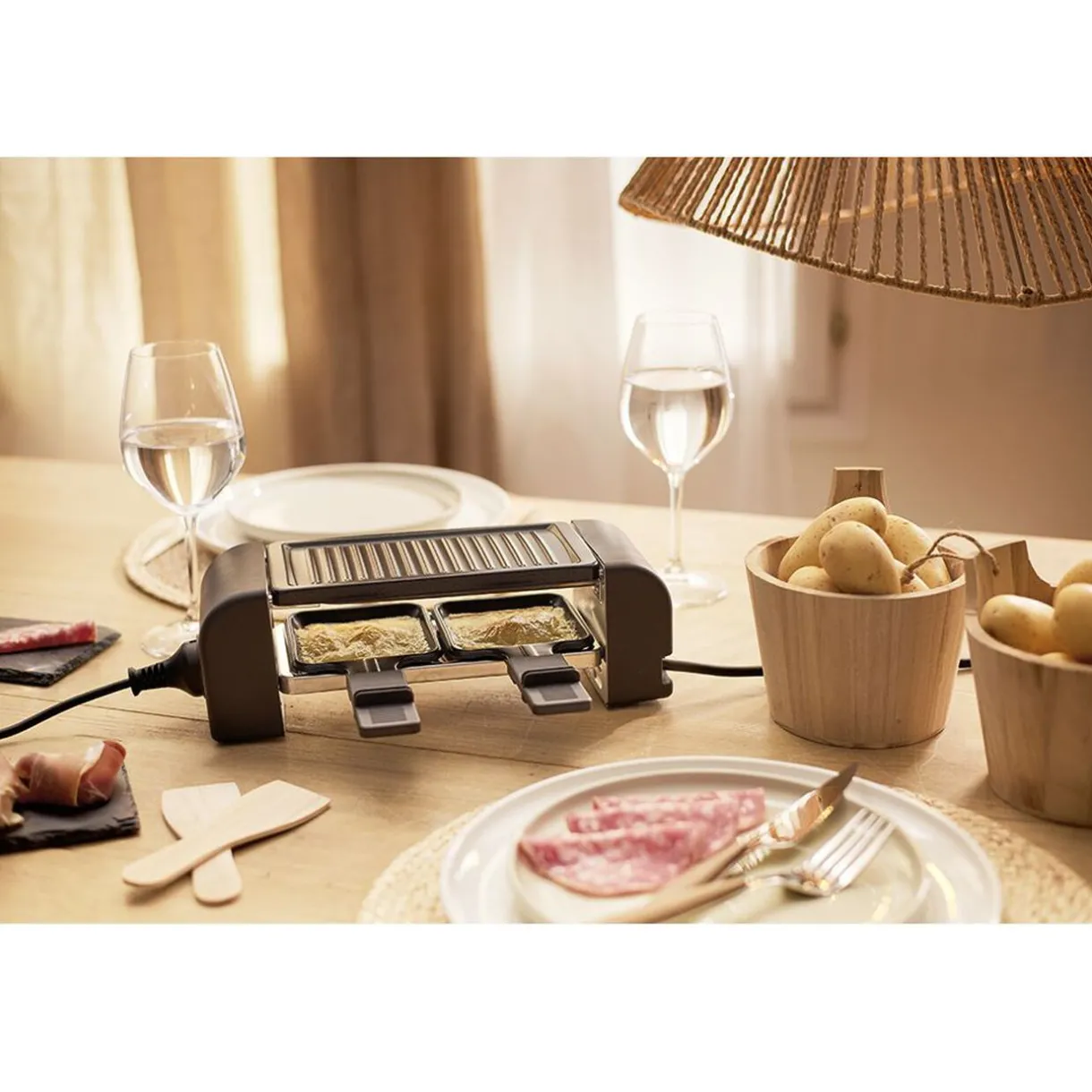Gifi Machine à raclette Duo connectable noire 2 poêlons 450W Outlet