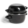 Gifi Marmite à moules avec couvercle acier noir Ø18xH16,5cm Discount