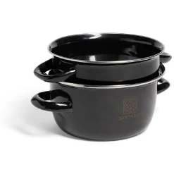 Gifi Marmite à moules avec couvercle acier noir Ø18xH16,5cm Discount