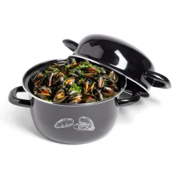 Gifi Marmite à moules avec couvercle Ø20,5cm acier noir Best