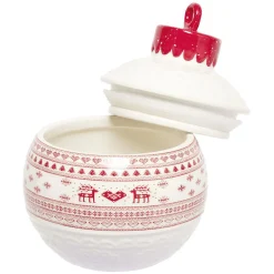 Gifi Mini bonbonnière en céramique décor Noël rouge blanc New