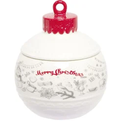 Gifi Mini bonbonnière en céramique décor Noël rouge blanc New