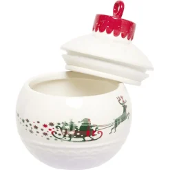 Gifi Mini bonbonnière en céramique décor Noël rouge blanc New