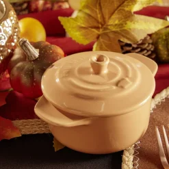 Gifi Mini cocotte individuelle en céramique avec couvercle - marron clair ou foncé Discount