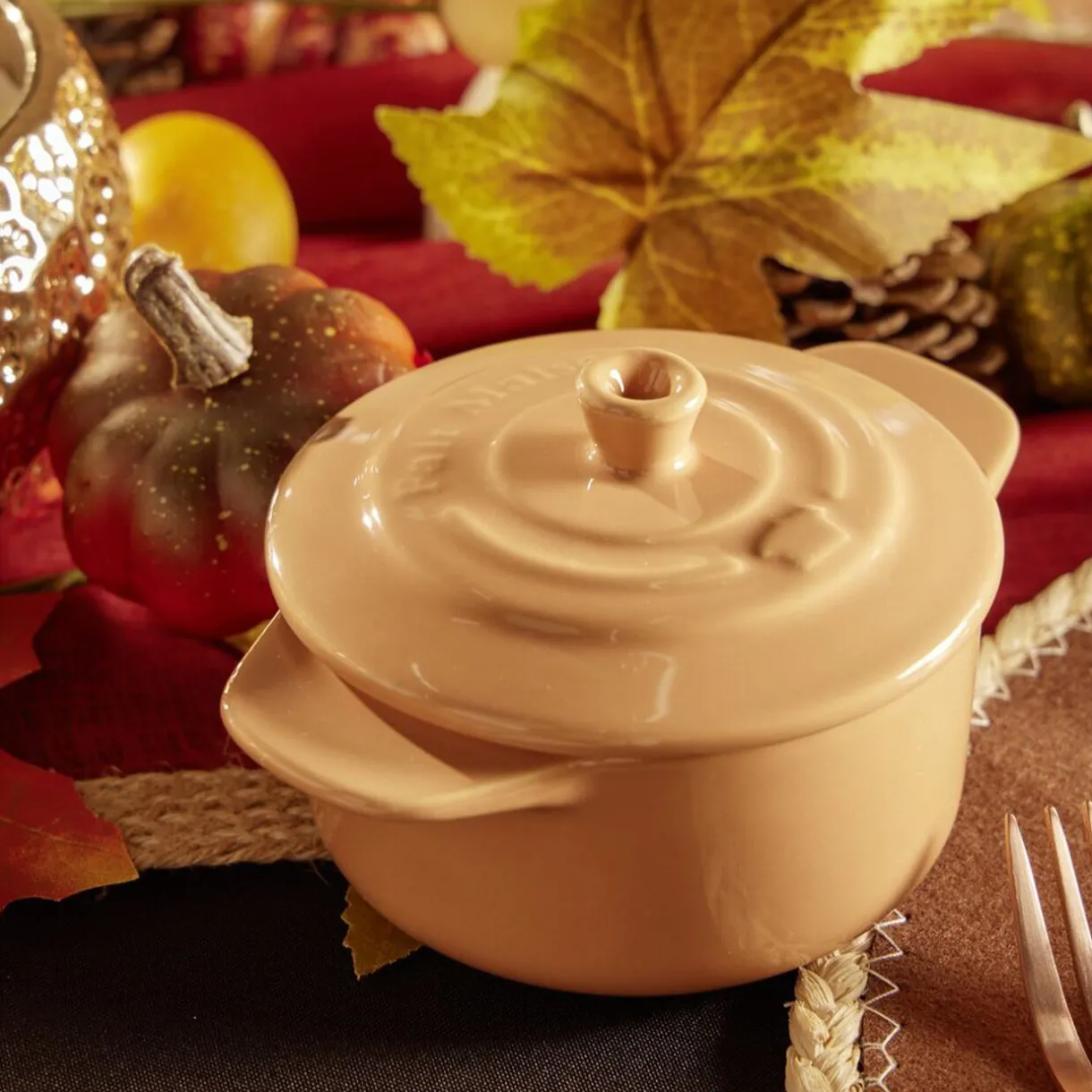 Gifi Mini cocotte individuelle en céramique avec couvercle - marron clair ou foncé Discount